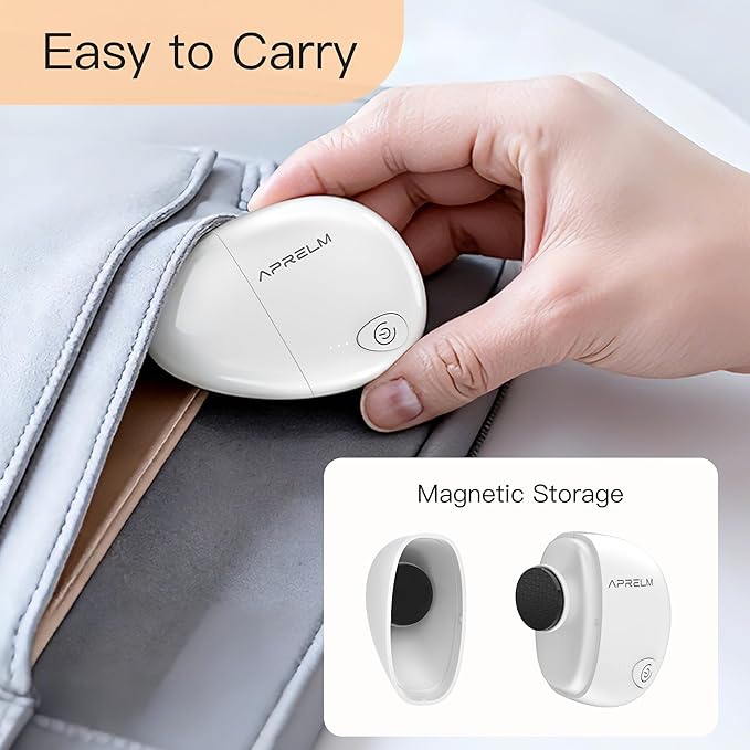 AprElm Portable Electric Hand & Foot Callus Remover with 2 Glass Grinding Heads, Rechargeable 800RPM Mini Electric Hand & Foot File for Travel Outdoors Climbers Gym Athletes (E9 Pearl White)