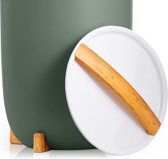 Zadro Large Hot Towel Warmer Bucket Timer Electric Towel Warmer for Bathroom Auto-Shut Off Heated Towel Warmer Spa (Large | 20L | 12" Dia. x 21" Tall, Bamboo/Dark Green)