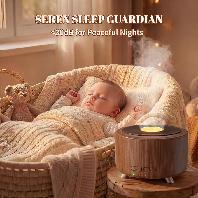 Essential Oil Diffuser for Home, 500 Aromatherapy Diffuser Oil Machine for Office Room Yoga, Aroma Diffuser with Auto-Off Function, 9 Colors LED Night Light, Dark Wood