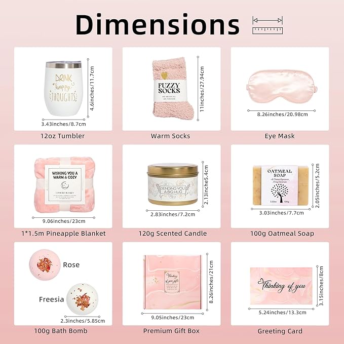 Gifts for Women, Unique Care Package Self Care Gifts for Women with Luxury Flannel Blanket, Relaxing Spa Gift Box, Thinking of You Basket for Her Sister Best Friends