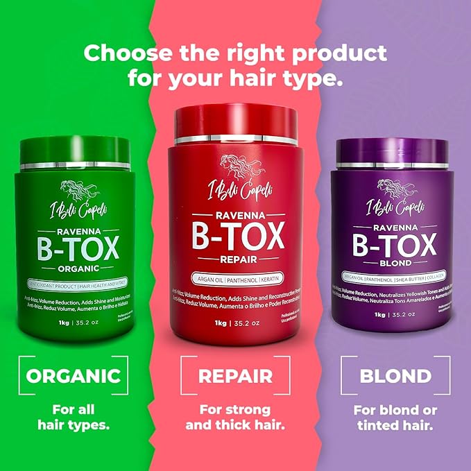 I Belli Capelli Ravenna Repair Hair B-tox, 35.2 oz (1kg) | Formaldehyde-Free, Long Lasting, Anti-Frizz, Smoothing, Cirugia Capilar