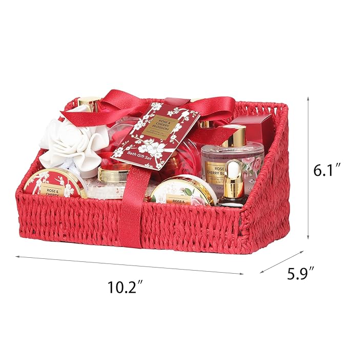25Pcs Mothers Day Gift Basket for Women, Gifts for Women - Luxurious Rose Bath and Body Spa Gift Basket for Women, Skin Care Set for Women | Spa Kit, Gifts Set for Birthday, Christmas, Valentines Day