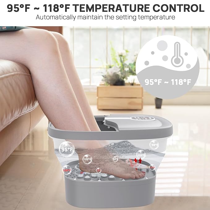 HOSPAN Collapsible Foot Spa Electric Rotary Massage, Foot Bath with Heat, Bubble, Remote, and 24 Motorized Shiatsu Massage Balls. Pedicure Foot Spa for Feet Stress Relief