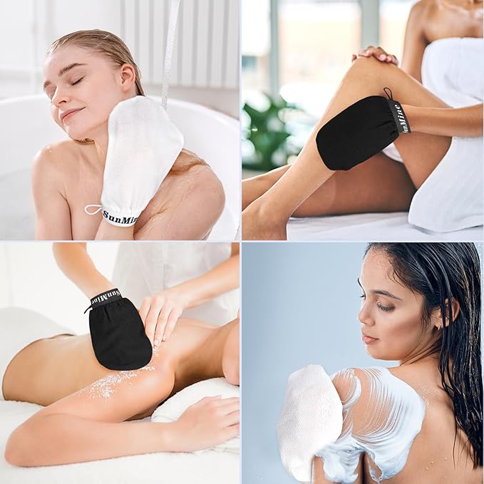 Exfoliating Gloves 2pcs Korean Exfoliating Mitts Glove Deep Body Scrub Dead Skin Remover Bath Massage for Men and Women