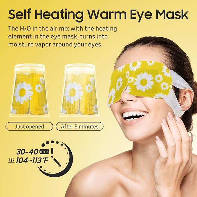 BeHoomi Steam Eye Mask, 10Packs Heated Eye Mask, Self Heating Disposable SPA Warm Compress for Eyes Sleep Mask, Travel Essentials & Relaxation Gifts for Women, Mothers Day Gifts (Chamomile Scent)