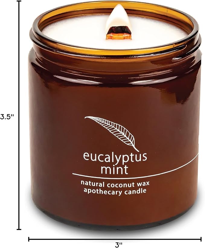 Hemlock Park Eucalyptus Mint Apothecary Hand-Poured Scented Candle | Crackling Wood Wick, Botanical Fragrance & Coconut Wax | Up to 90 Hour Burn Time | 16 oz