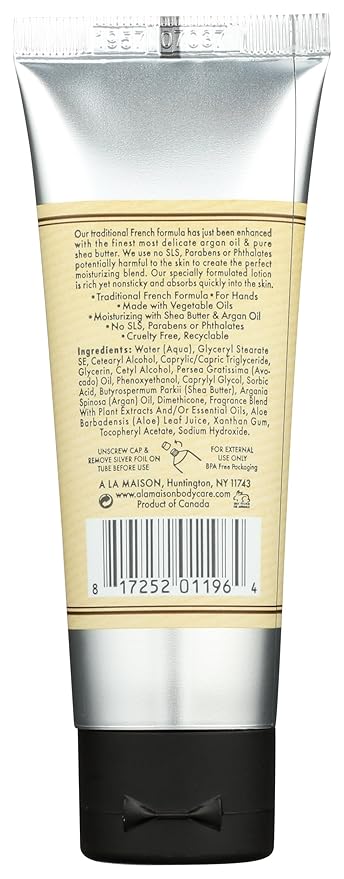 A LA MAISON Moisturizing Cream, Honeysuckle - Uses: Hand, Argan Oil, Pure Shea Butter, Essential Oils, Plant Based, Cruelty-Free, SLS and Paraben Free (1.7 Oz, 1 Pack)