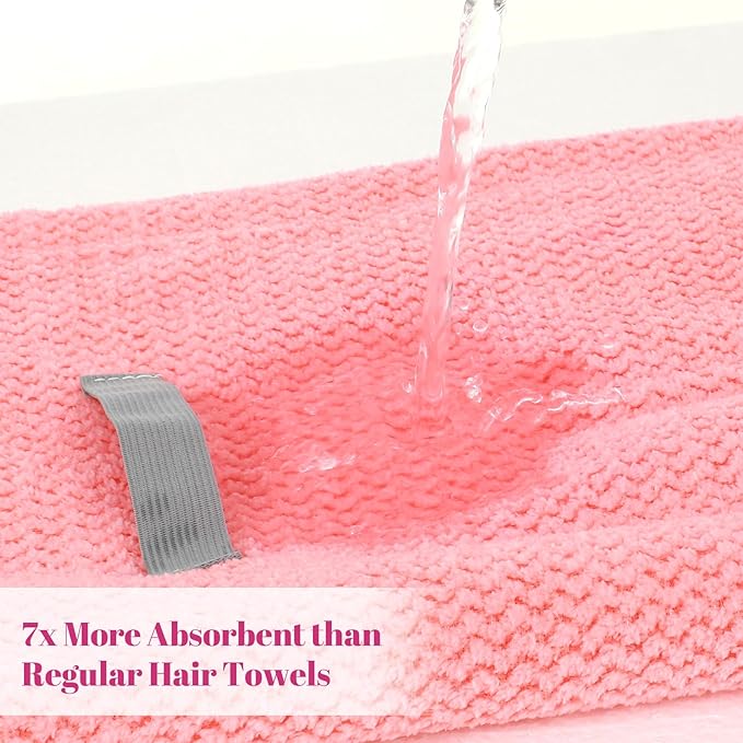 Pink Hair Towel, Large Quick Dry Microfiber Hair Towel Wrap Super Soft, Anti Frizz & Ultra Absorbent Perfect for Women with Thick, Curly, Wet Long Hairs, Extra Large 20x40 Inches