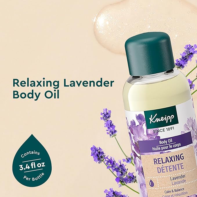 Kneipp Relaxing Lavender Body Oil - Regenerates & Soothes Skin - All Skin Types - Vegan - 3.4 fl oz