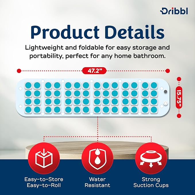 Dribbl Electric Bubble Massage Bathtub Mat – Non-Slip Full-Body Waterproof Hot Tub Spa Mat for Bath with Heater, Motorized Air Pump, and Remote Control, 6-Speed Adjustable Massage, Aqua