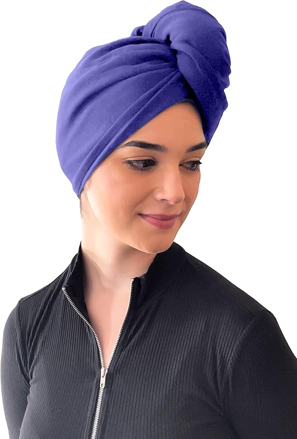 Elizabeth Roberts 100% Cotton T Shirt Hair Towel Wrap Plopping Essential Turban Style Hair Drying Towel for Women and Men All Hair Types and Styles, Very Peri