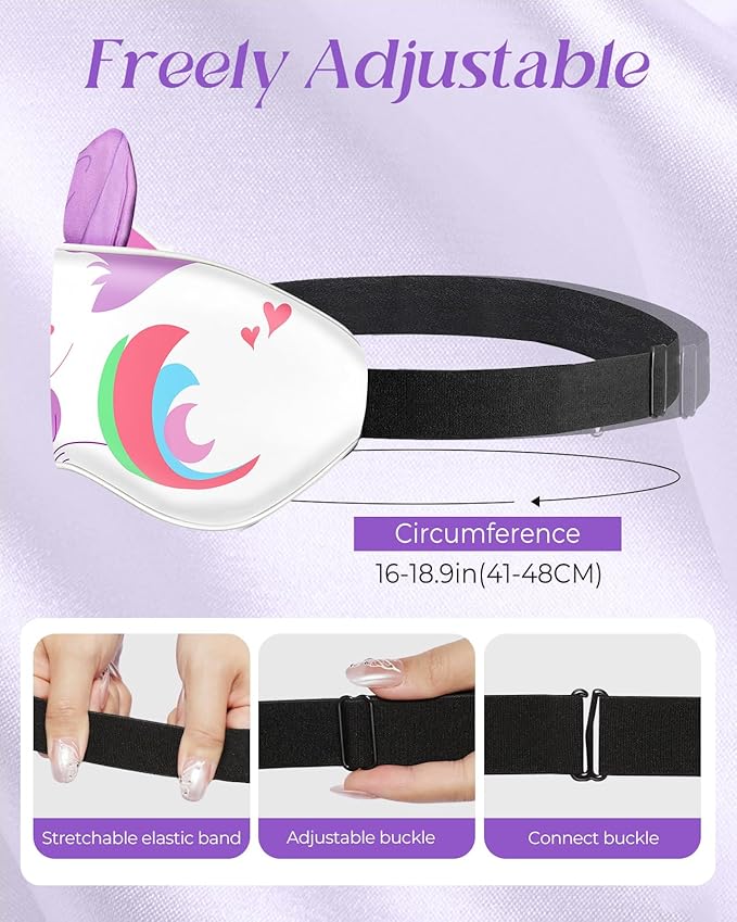 Miss Adola Sleep Mask for Kids - Valentines Gift for Kids Cute Silk Eye Cover for Sleeping Soft Kawaii Eyeshade Animal Eye Blindfold with Adjustable Strap for Girls Teens, Cat