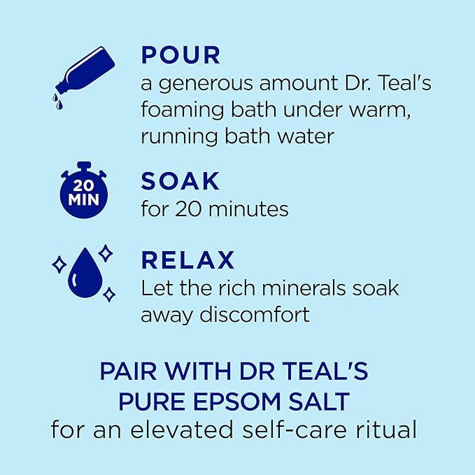 Dr Teal's Foaming Bath with Pure Epsom Salt, Restorative Minerals with Magnesium, Potassium, Zinc & Essential Oils, 62.5 fl oz