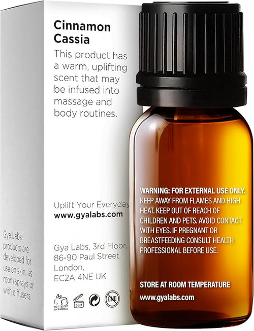 100% Pure Cinnamon Cassia Essential Oil - 0.34 Fl Oz - Cinnamon Cassia Oil for Hair, Skin, Diffuser, Aromatherapy & DIY Candle Making Scent
