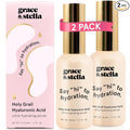 grace & stella Award Winning Hyaluronic Acid Face Serum (50ml/1.7 fl oz) Removes Fine Lines & Wrinkles, Hydrating Hyaluronic Acid Serum for Face, Acido Hialuronico for Women - Vegan Skincare (2-Pack)
