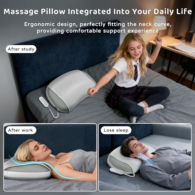 Zenopax Neck Massager for Pain Relief Deep Tissue-Human-Like Neck and Shoulder Massager with Heat,Cordless Rechargeable Sleeping Kneading Pillow