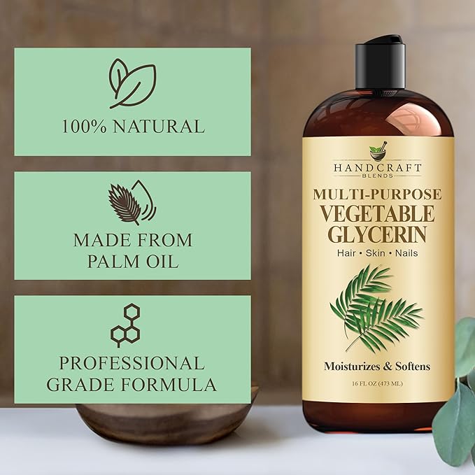 Handcraft Blends Vegetable Glycerin/Glycerine - for DIY Blends 16 Fl Oz - 100% Pure and Natural - Premium Grade Oil for Skin and Hair - Hair and Body - Massage