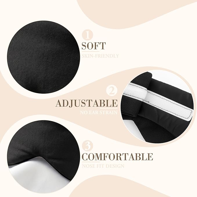 Silk Sleep Mask for Side Sleepers - Mulberry Silk Ultra Soft Light Blocking Eye Covers for Sleeping, Comfortable Eye Cover for Night Sleep Travel Airplane Home Sleepover Gift (Black)