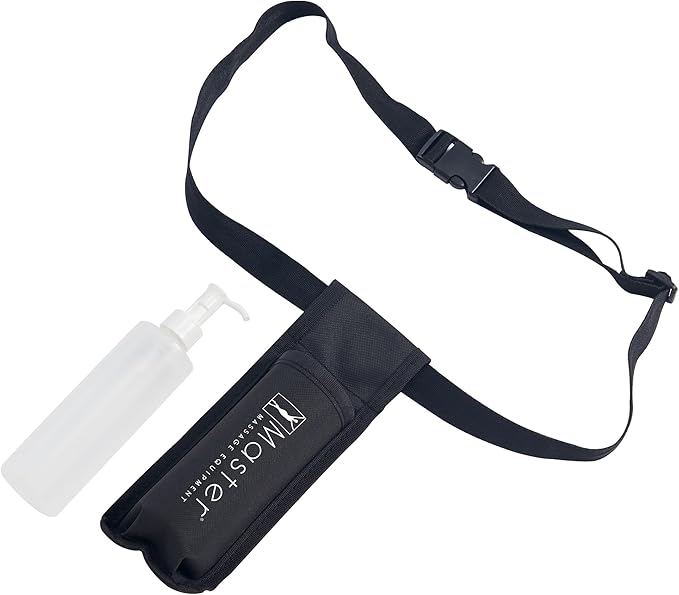 Master Massage Single Bottle Massage Oil Holster Case Bag-Adjustable and Heat-Resistant Bottle Cream & Lotion Single Holster Bag Kit– Incl. One 8 Oz Refillable Pump Dispenser