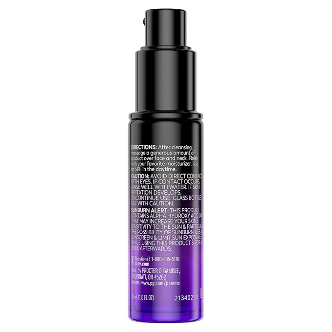 Olay Regenerist Chemical Peel for Face, Overnight Face Peel Mask, Anti-Aging Skin Care, Night Serum, For Fine Lines & Dark Spots, Fragrance-Free, Hexa-Repair Peptide & Lactic Acid, 1.0oz
