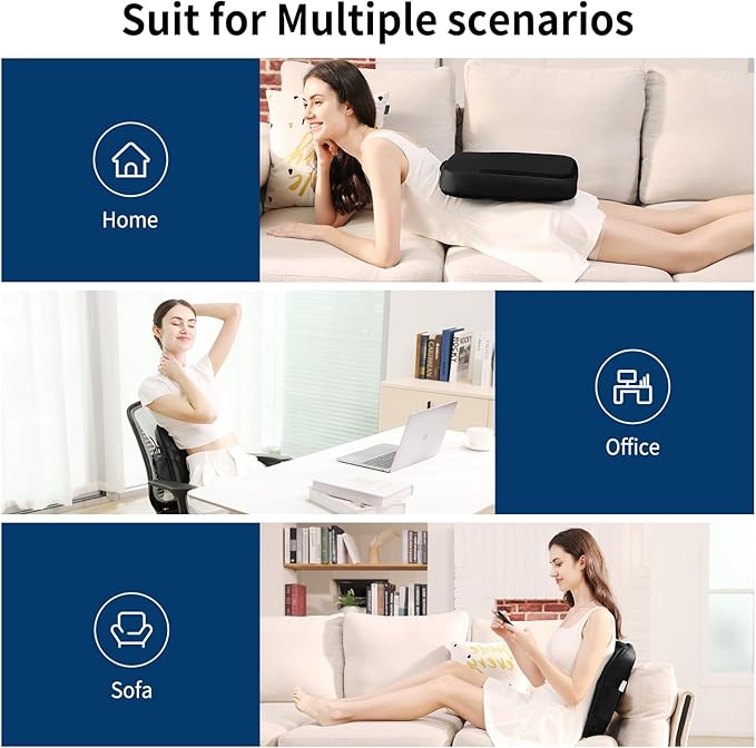 MASGRE Shiatsu Back Massager with Heat, Rolling Up and Down 4D Kneading Massage, Electric Massager for Pain Relief Deep Tissue, Lumbar Lower Back Massager, Gifts for Women Men Mom Dad