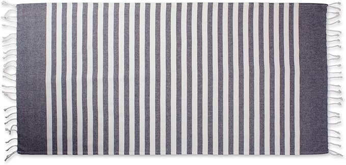 E-Living Store FBA43919 100% Cotton, Soft & Absorbent Decorative Turkish Fouta Towel with Twisted Fringe for Home, Beach, Pool, or Décor, Use As Blanket or Throw, 28x59, Black