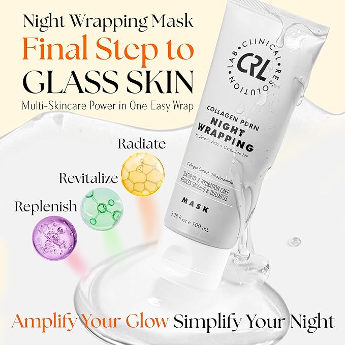 Clinical Resolution PDRN Collagen Night Wrapping Mask, All-In-One Nourish, Revitalize, Radiance for Youthful Glowing Skin Overnight Peel Off Face Mask Korean Skin Care Lab, 100ml 2 Pack