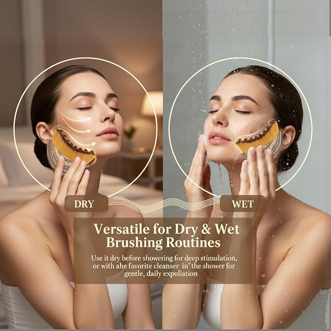 Lymphatic Drainage Face Brush – Dry Brush for Face Lifting & Contour, Manual Facial Cleansing Brush with Soft Bristles, Gua Sha Alternative for Reducing Puffiness & Face Sculpting
