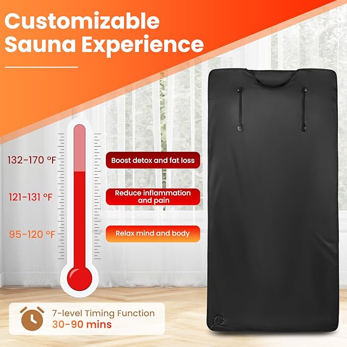 ARLIME Infrared Sauna Blanket, Portable Full-Body Home Sauna Blanket, Wraps, 90-180°F Temp Range, 30-90Min Timer, Carry Bag, 6 ft x 3 ft (Without Sleeves)