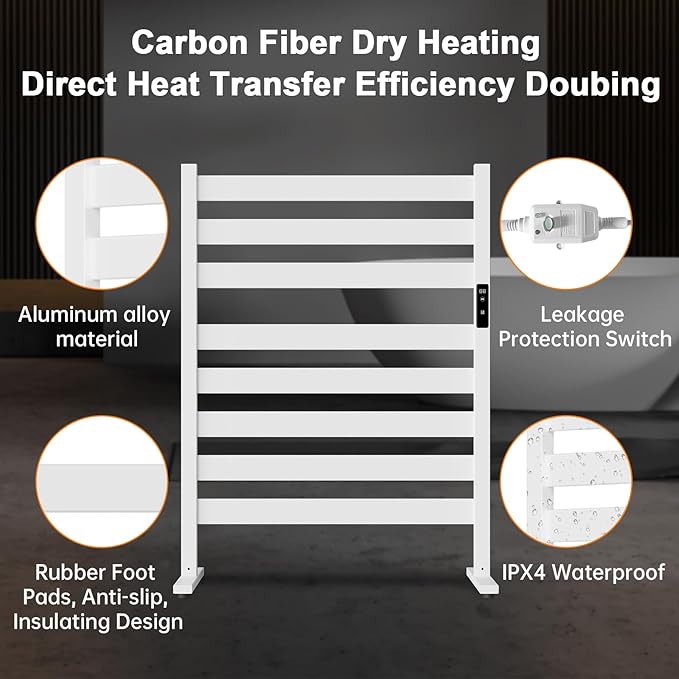 Towel Warmers for Bathroom, Heated Towel Racks for Bathroom, with Timer and Temperature Adjustment, Overheat Protection Function, Freestanding Towel Warmer. Suitable for Bathroom, Bedroom