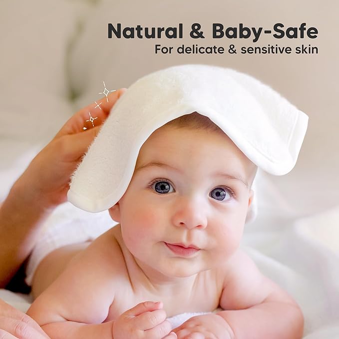 6-Pack Baby Washcloths – Soft Absorbent Viscose from Bamboo Washcloths for Face, Body, Baby Towels for Newborn, Kids, Toddlers, Infant, Gentle on Sensitive Skin, 10x10 Reusable Face Towels (White)