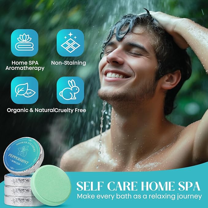 Shower Steamers Aromatherapy, Birthday Gifts for Men Him Dad Boyfriend Teen Boy, Dad Gifts for Fathers Day, Bath Bombs with Natural Essential Oils for Relaxation Self Care SPA -15 Tablets