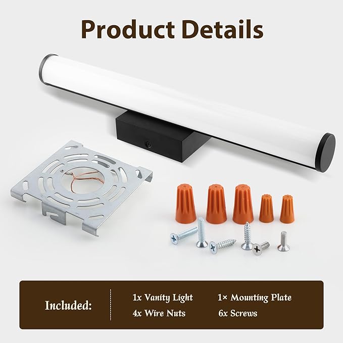 Bathroom Light Fixtures Over Mirror 22IN, 19W 5CCT Dimmable Modern Vanity Lights,Black Bar Vanity Light for Bathroom Mirror Restroom, Wall Light Fixtures Vanity Lighting