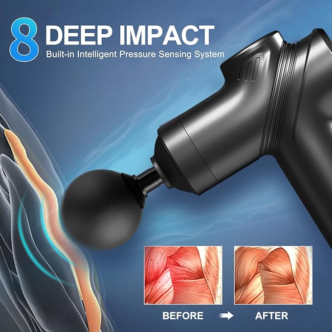 LEERCON Massage Gun Deep Tissue Electric Massagers Mini Massage Gun Travel with 4 Massage Heads Muscle Percussion Massager Gun Gift for Women and Men, Black