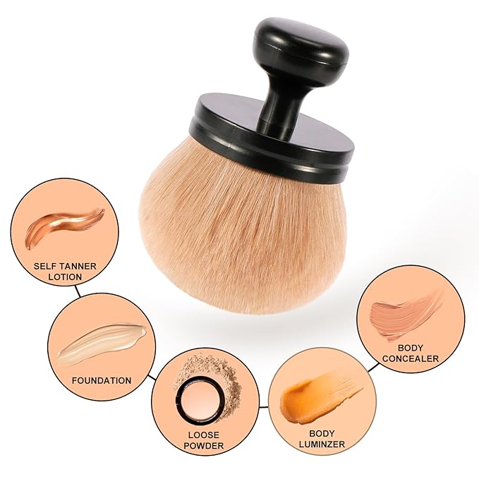 UNIMEIX 3 Inch Sunscreen Applicator Self Tanner Brush Body Makeup Kabuki Blend Applicator Spray Tan Blending Beauty Brush for Body Coverage Perfector (Black)