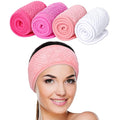 Whaline 4 Pack Spa Facial Headband Makeup Hair Wrap Adjustable Hair Band Soft Towel Head Band for Face Washing Shower Sports Yoga (White, Pink, Peach Pink, Hot Pink)