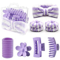 16 Pcs Skincare Headband Set, Face Washing Headband with Wristbands, Hair Claw Clips & Hair Ties, Spa Headbands for Women Girls, Perfect for Facial, Makeup, Shower, Gift Ready Box