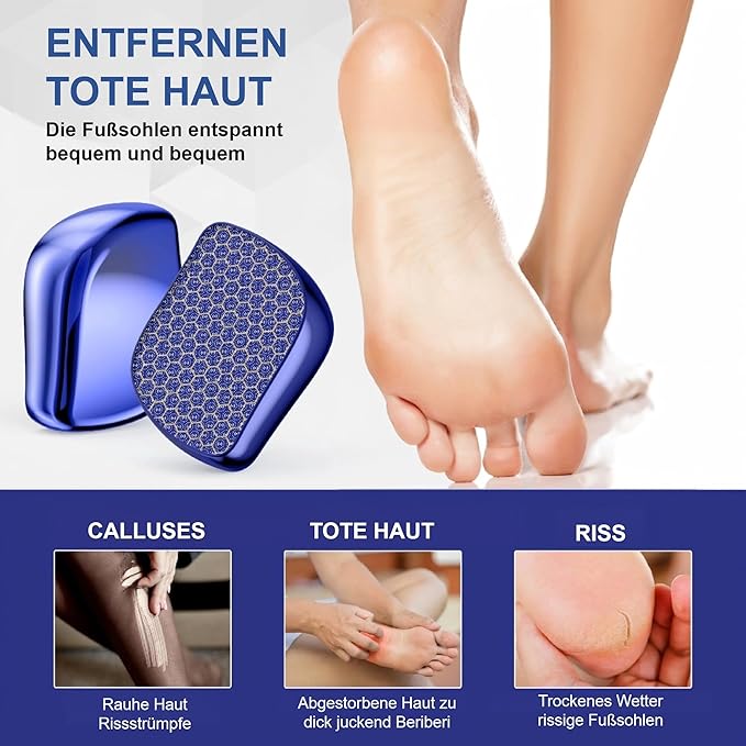 Foot File, Nano Glass Callus Remover, Portable Professional Foot Beauty Care Tool, can be Used for Wet/Dry Cracked feet, Painless Foot File for Dead Skin, Foot calluses, and Foot cuticles - Blue