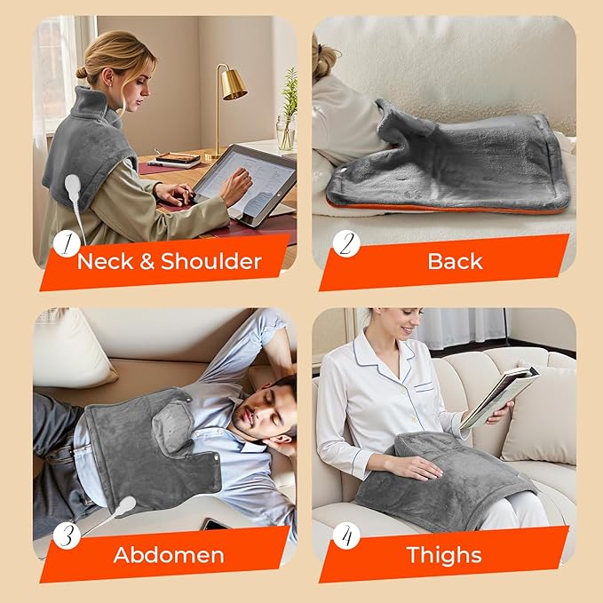 VAAGHANM Heating Pad: Electric Heat Pad for Neck & Shoulders & Back - Heated Wrap Weighted Instant Heating Pads-6 Heat Options & 6 Auto Timer Mode - Gift for Mom Women