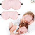 Silk Sleep Mask Eye Cover, 100% Real Natural Eye Mask for Sleeping with Adjustable Strap, 100% Silk Filling Blindfold, sleepmask for Kids/Teens/Adults, Sleeping Masks for Family (2 Pink)