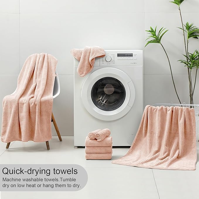 8 Piece Bath Towel Set-2 Oversized Bath Sheets(35"x70"),2 Hand Towels,4 Washcloths-Extra Large Microfiber Towel Sets,Less Lint Highly Absorbent & Quick Dry Bath Towels for Bathroom Gym Pool,Orange
