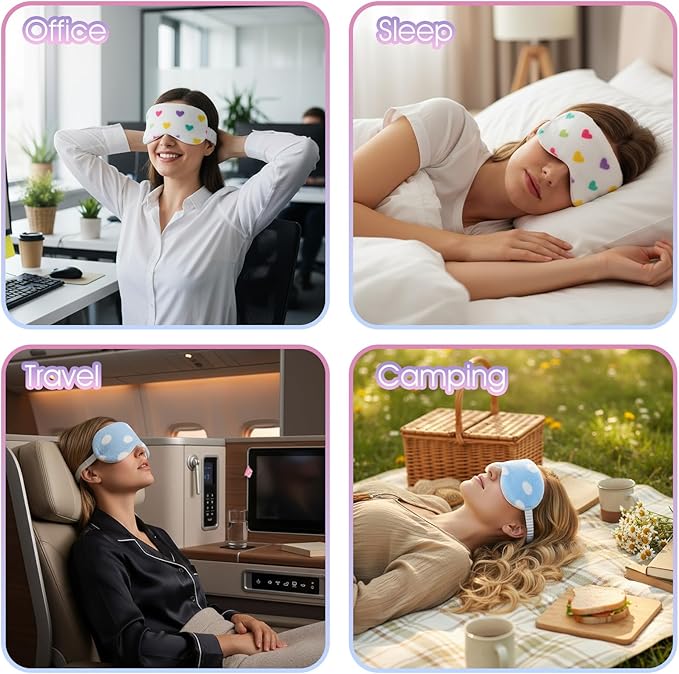 2PCS Plush Sleeping Eye Mask, Soft Plush Eye Mask, Fuffy Eye Cover Comfortable Sleep Mask Blindfold Rainbow Faux Fur Eye Shade for Women, Men and Kids Travel Nap Sleeping