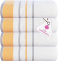 CASA COPENHAGEN White Bay 4Pcs 100% Egyptian Cotton Designer Hand Towels Gift Set- Grey - Gold 600 GSM, 28"x16", 4Hand Towels for Bathroom Set for Women & Men