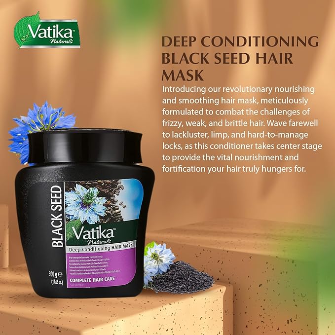Vatika Naturals Hot Oil Hair Mask - Black Seed & Multivitamin Hair for Dry, Damaged, Nourishing & Strengthening, Deep Conditioning for Soft, Smooth Hair - 500ml