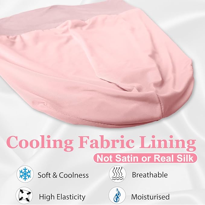 Sleep Cap Bonnet for Sleeping Black Women, Adjustable Cooling Ice Silk Lined Bonnet for Curly Braids Hair Cover Beanie Hat