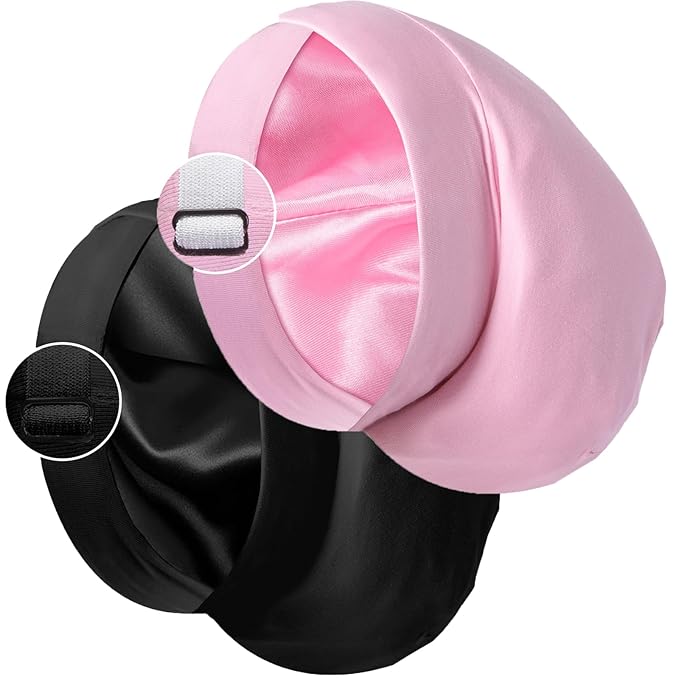 Satin Bonnet Silk Lined Sleep Cap- Adjustable Hair Cover for Women Men Frizzy Hair Night Cap Patients Care