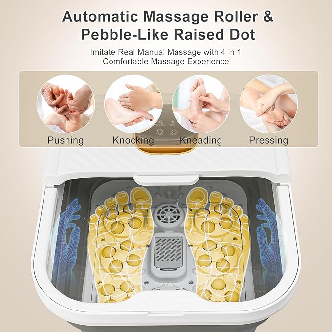 UNIFULL Collapsible Foot Spa Bath with Heat, Motorized Massager, Touch Screen, Foot Pedicure Kit, Temperature Control, Pedicure Foot Spa, Foot Bath