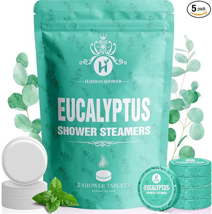 Shower Steamers Aromatherapy, Basket Set for Mothers Day Gifts for Mom, Organic Eucalyptus & Mint Essential Oil, 5-Pack Shower Bombs Birthday Gifts for Women Men, Teacher Appreciation Gifts for Wife