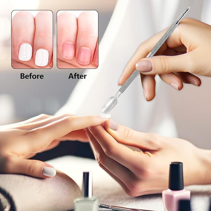 5-Piece Dual-Sided Cuticle Pusher Set - Professional Stainless Steel Manicure Pedicure Nail Care Tools