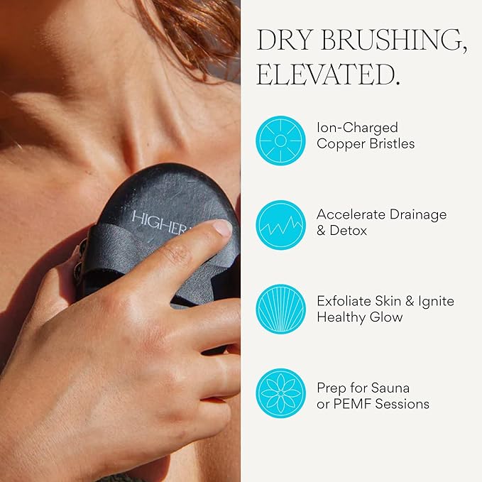 HigherDOSE Infrared Sauna Blanket and Supercharge Copper Body Brush - Personal Sauna to Relax & Detox at Home - Lymphatic Drainage Brush to Reduce Cellulite & Soften Skin (2 Pcs)